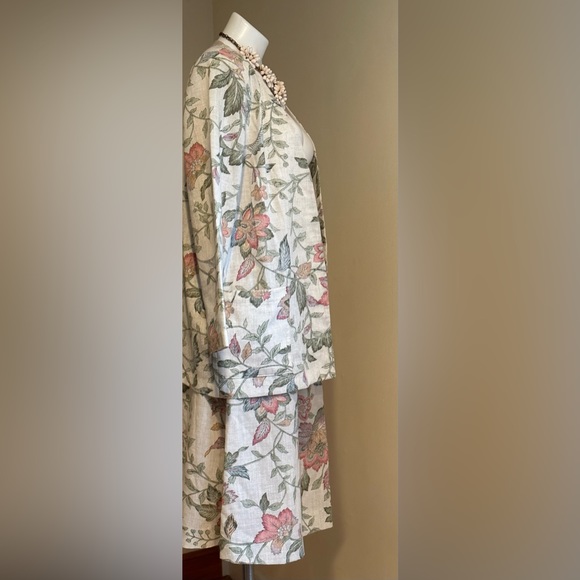 The Villager 80’S Cream Color Floral Print Skirt Set No Button Jacket SZ… - Picture 4 of 16